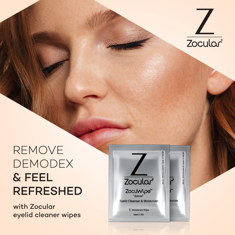 [Australia] - Zocuwipe Eyelid Wipes with Okra Complex - Eyelid Cleanser and Moisturizer Pads for Irritated Dry Eyes - Blepharitis Treatment Eye Wipes, 40ct 40 Count (Pack of 1) 