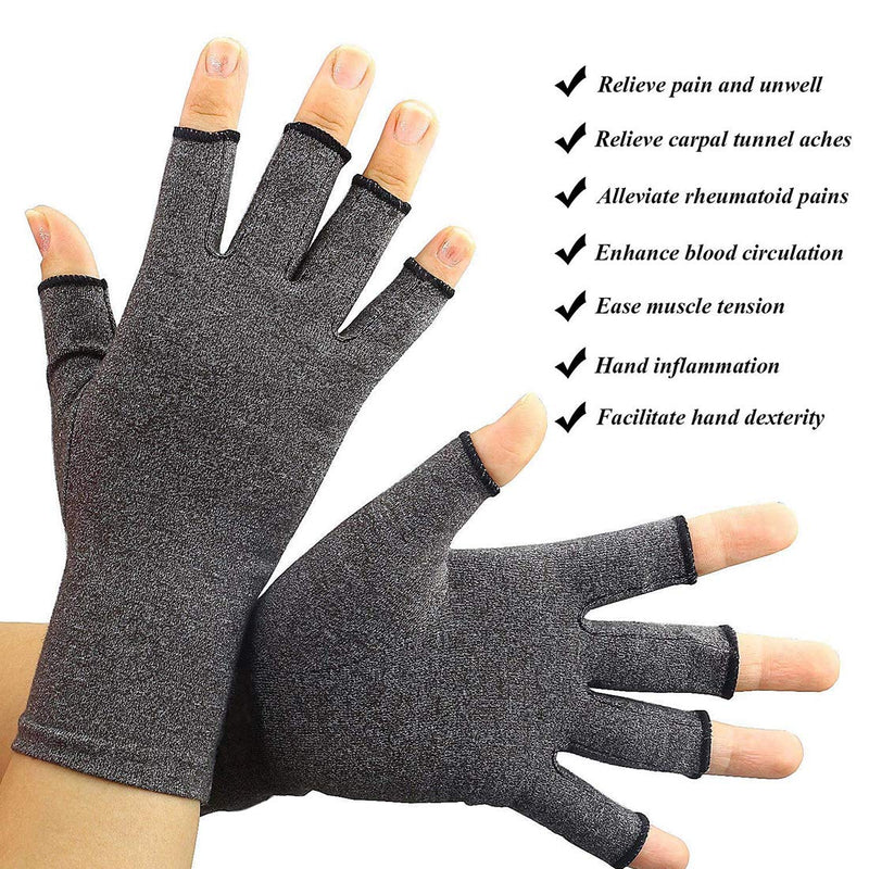 [Australia] - 2 Pairs Arthritis Gloves for Women & Men - Compression Gloves for Arthritis Pain Relief - Rheumatoid & Osteoarthritis, for Typing and Daily Work.(M) Grey M (4 Count) 2 