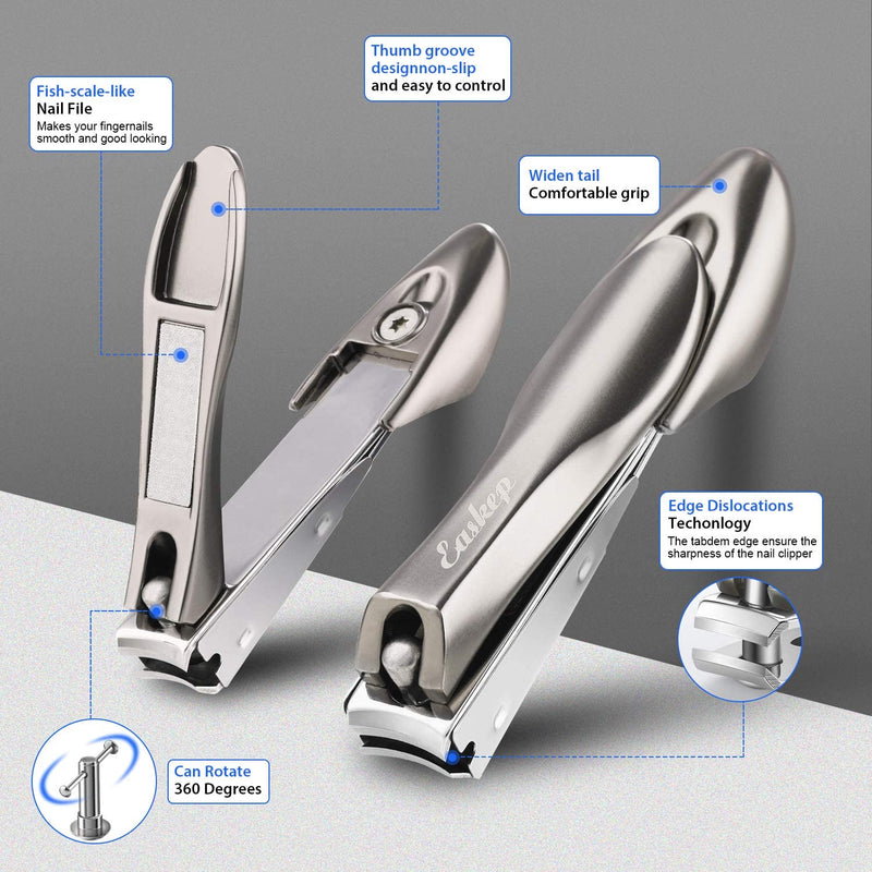 [Australia] - Nail Clippers Set Toenail Clipper, Easkep 2 Pack Sharp Fingernail and Toenail Clippers,Stainless Steel Fingernail Cutter for Men Women 