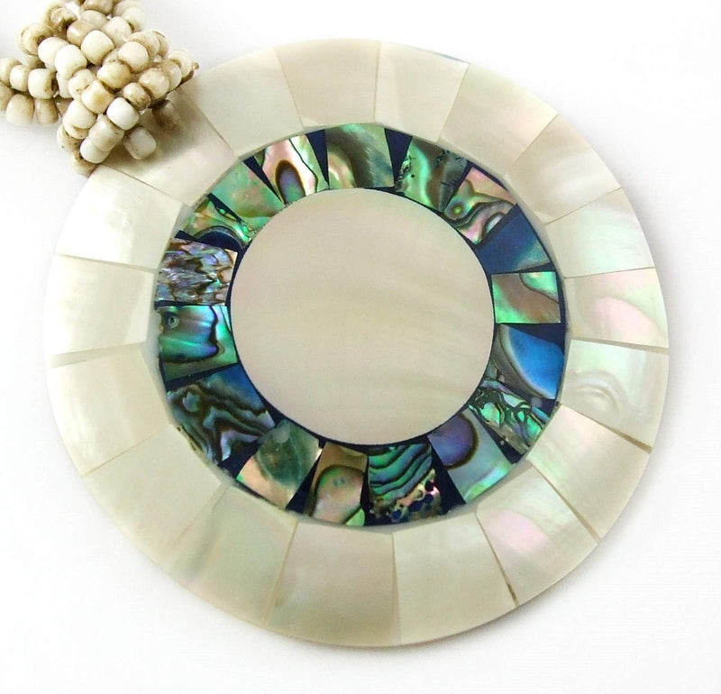 [Australia] - Natural Abalone Shell, Mother of Pearl Pendant 19 Inches Beads necklace Handmade Jewelry AA192 