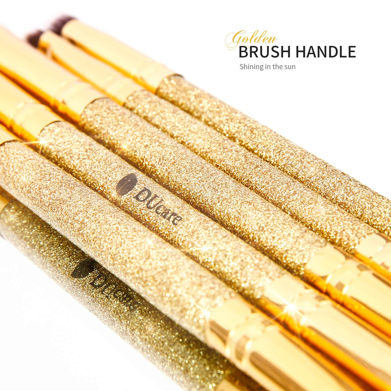 [Australia] - DUcare Eyeshadow Brush Set Duo End Eye Makeup Brushes Golden Glitter Professional Eyeshadow Brushes 5Pcs Travel Concealer Eyebrow Eyelash Eye Liners Blending B06 