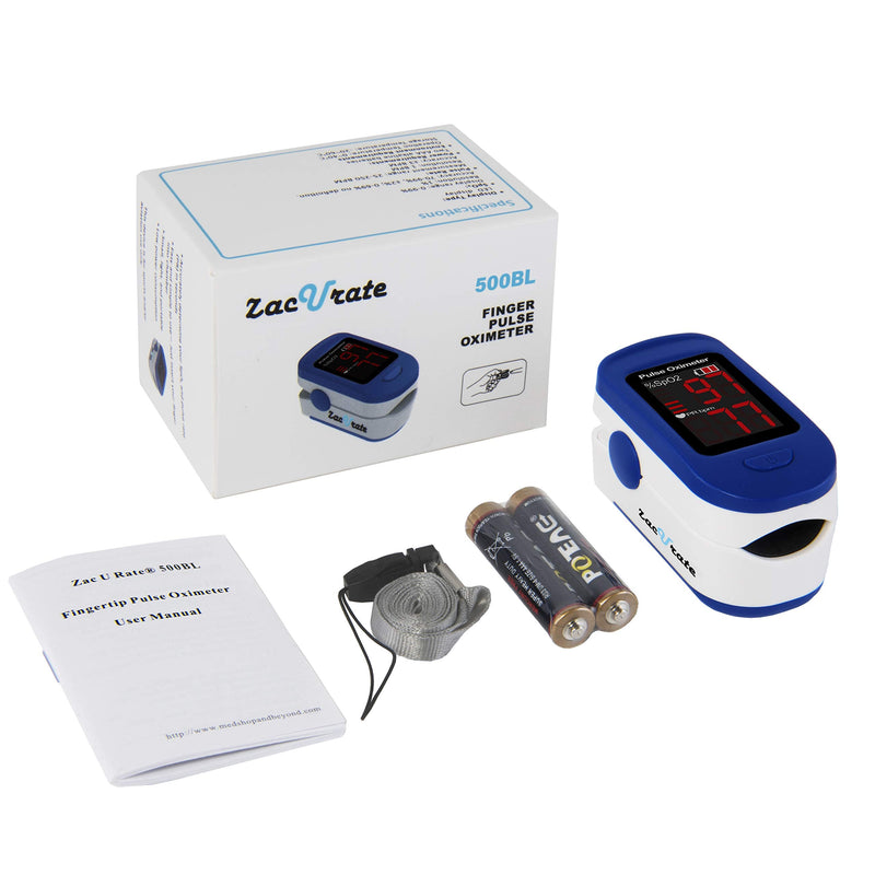 [Australia] - Zacurate 500BL Fingertip Pulse Oximeter Blood Oxygen Saturation Monitor with Batteries and Lanyard Included (Navy Blue) 