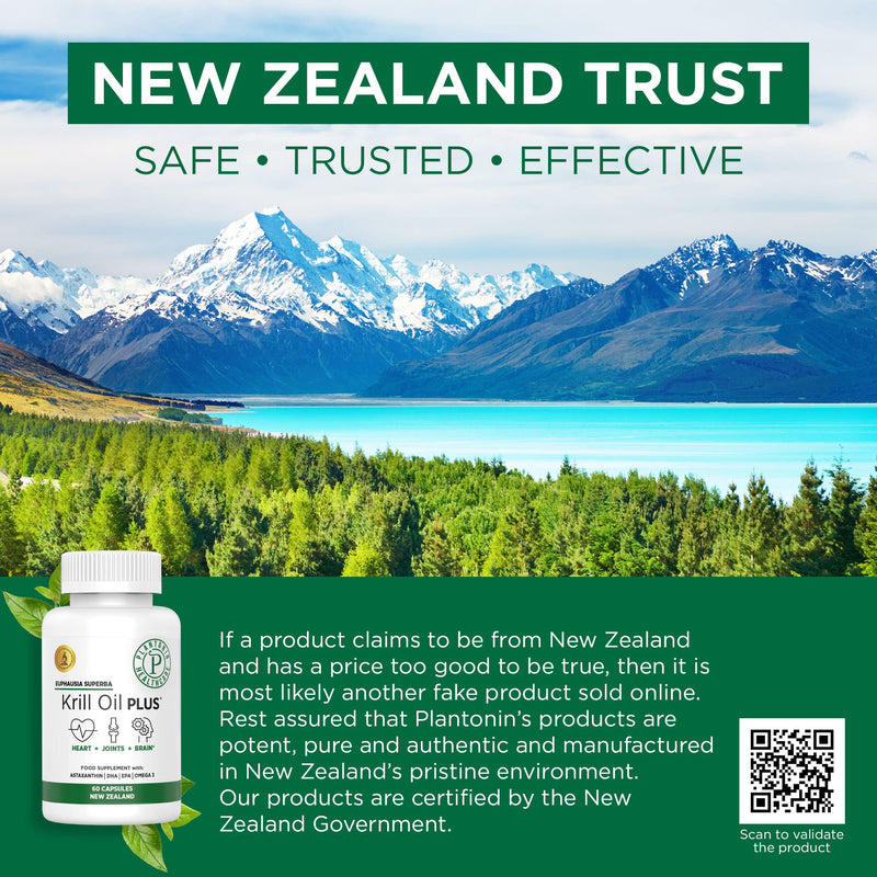 [Australia] - Plantonin New Zealand - Krill Oil Plus, Krill Oil 1000mg Softgels from Euphausia Superba, for Optimum Joint and Heart Health, 60 Capsule 