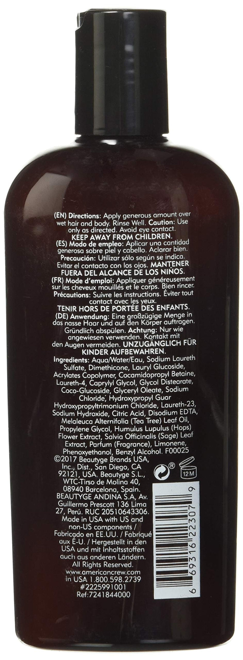 [Australia] - Haircare by American Crew Tea Tree 3 in 1 - Shampoo, Conditioner and Body Wash 250ml 