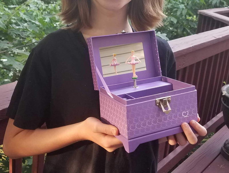 [Australia] - My Tiny Treasures Box Company Ballerina Music Box (Heart Ballerina Music Box - Purple) Heart Ballerina Music Box - Purple 