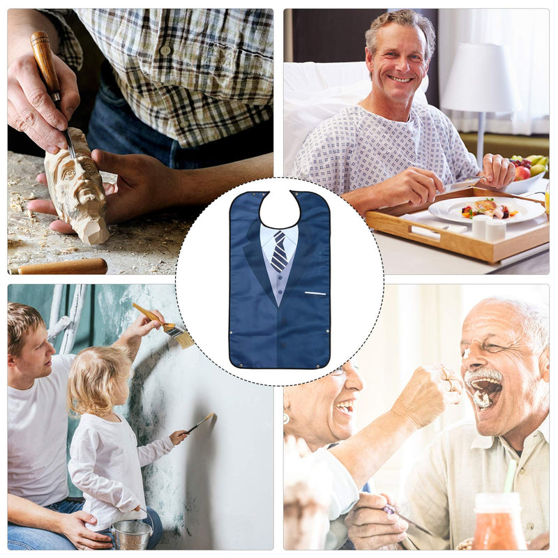 [Australia] - Healifty Adult Bib for Eating Waterproof Clothing Protector Washable Eating Aprons for Elderly Patients Men As Shown 