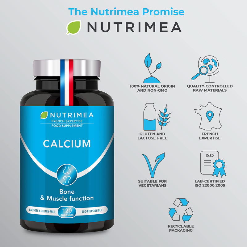 [Australia] - Calcium Magnesium Vitamin D3 & K2 | 120 Vegetarian Capsules | Bone Health Complex | Strengthens Bones and Muscles | Supports Bone Density | French Expertise 