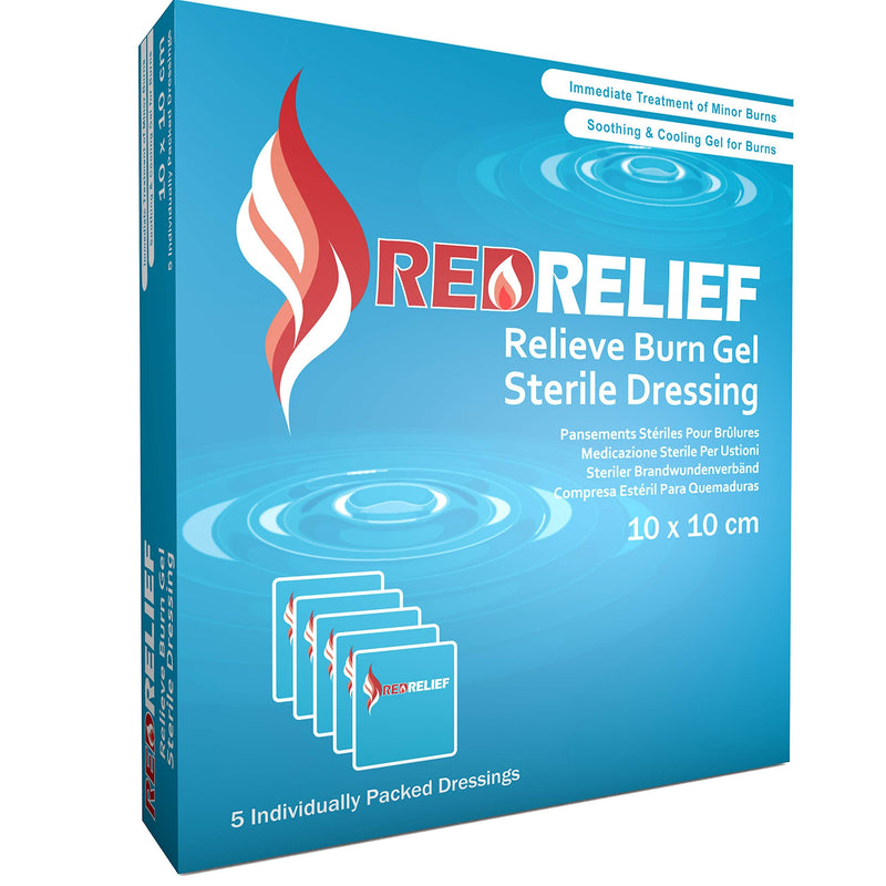 [Australia] - Pack of 5 RedRelief Emergency 10x10cm Burn Dressing - cools, soothes and relieves pain 