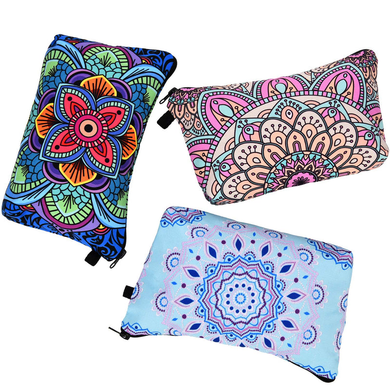 [Australia] - 8 Pieces Makeup Bag Toiletry Pouch Bag Waterproof Travel Cosmetic Bag with Mandala Flowers Design, 8 Styles (Half Round Mandala Flowers) Half Round Mandala Flowers 