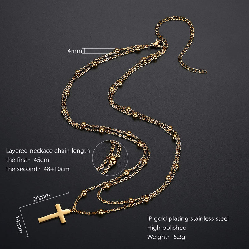 [Australia] - JAYUMO Layered Pendant Necklace Handmade 18k Gold Plated Dainty Bead Choker Bar Layering Long Necklace for Women Girls 