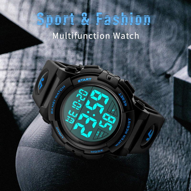 [Australia] - Mens Digital Watch - Sports Military Watches Waterproof Outdoor Chronograph Military Wrist Watches for Men with LED Back Ligh/Alarm/Date 01-Blue 