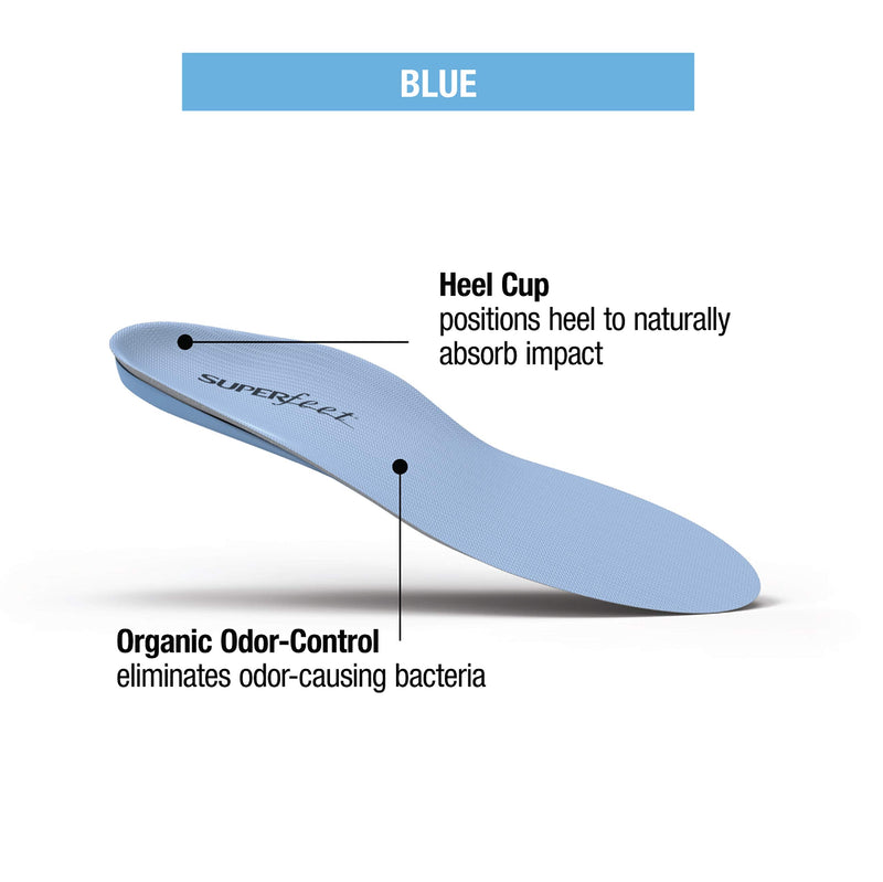 [Australia] - Superfeet BLUE Professional-Grade Orthotic Shoe Inserts for Medium Thickness and Arch Insole, Blue, 9.5-11 Men / 10.5-12 Women 