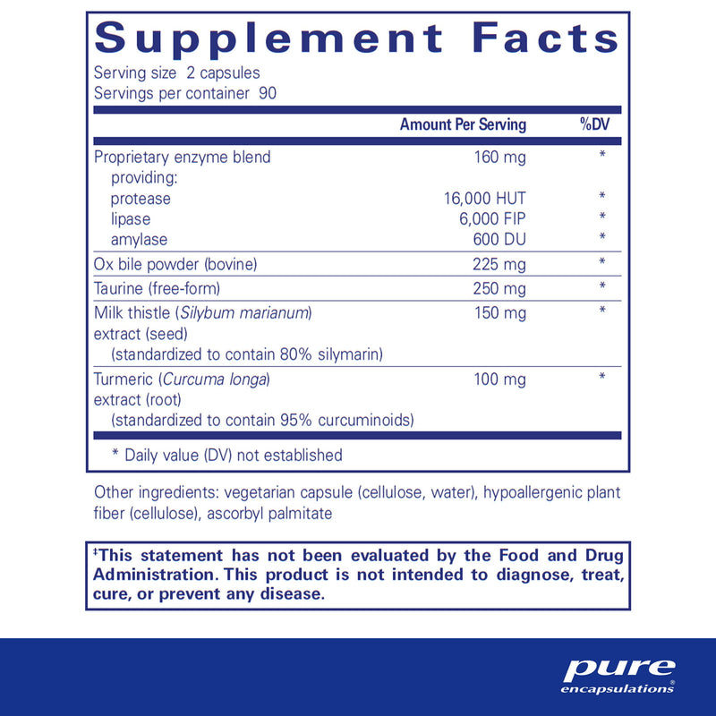[Australia] - Pure Encapsulations Digestion GB | Digestive Enzyme Supplement to Support Gall Bladder and Digestion of Fat, Carbohydrates, and Protein* | 180 Capsules 180 Count (Pack of 1) 
