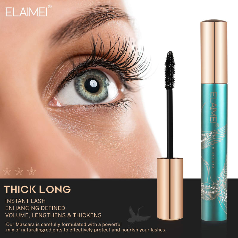 [Australia] - Mascara Black Volume and Length, Waterproof Mascara Smudge-Proof 4D Silk Fiber, Thickening Lengthening Mascaras No Clumping Lasting All Day (peacock) Blue 