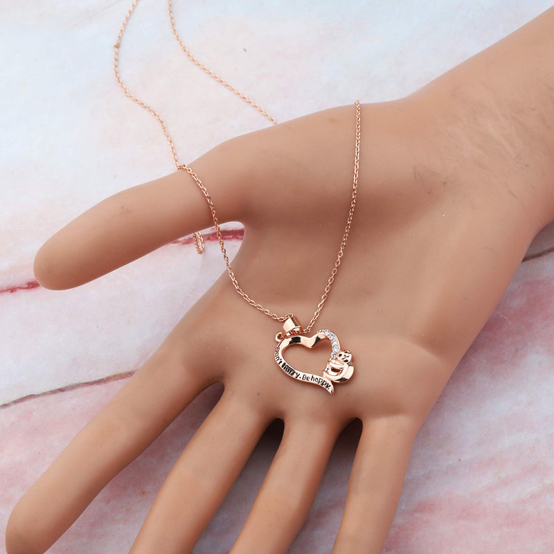 [Australia] - HOLLP Sloth Jewelry Don't Hurry Be Happy Sloth Necklace Heart Shape Necklace Sloth Charm Necklace for Sloth Lovers Impulsive People Rose Gold 