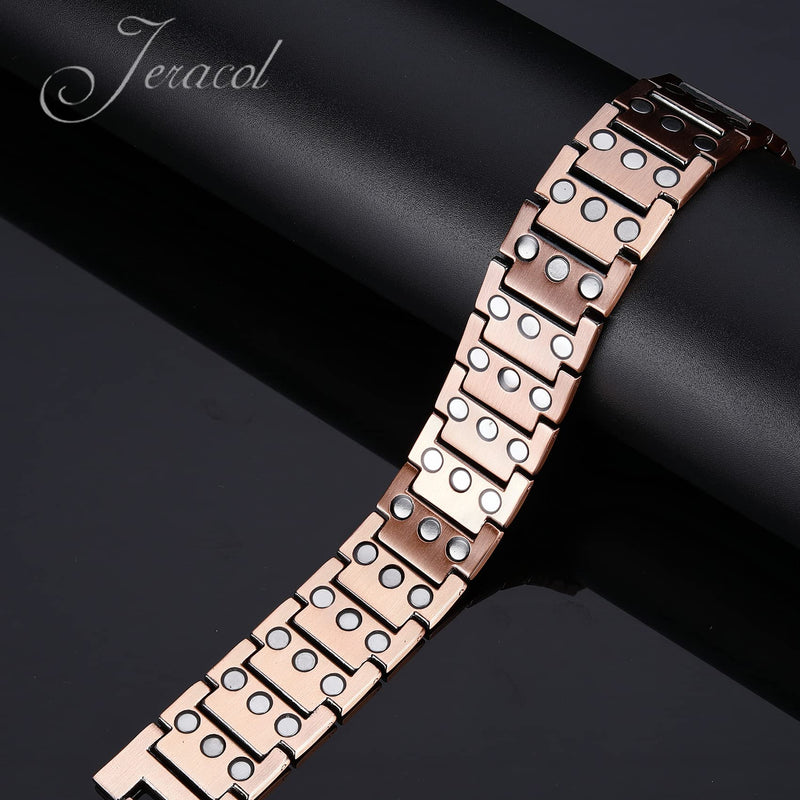 [Australia] - Jeracol 99.99% Soild Copper Magnetic Bracelets for Men,3X Ultra Strength Magnets(3500 Gauss) Magnetic Wristband Brazaletes for Valentine's Day Gift,Adjustable Size&Jewelry Gift Box 