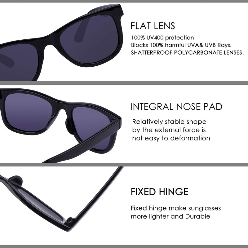 [Australia] - COCOSAND Kids Boys Girls Sunglasses TPE Flexible Frame UV400 Protection Lens for Age 4-10 Black 
