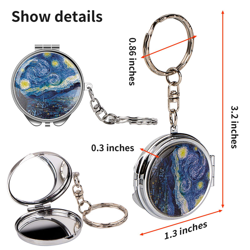 [Australia] - Portable Metal Folding Mirror Cosmetic Compact Mirror with Keyring Keychain 5 Pcs #a 