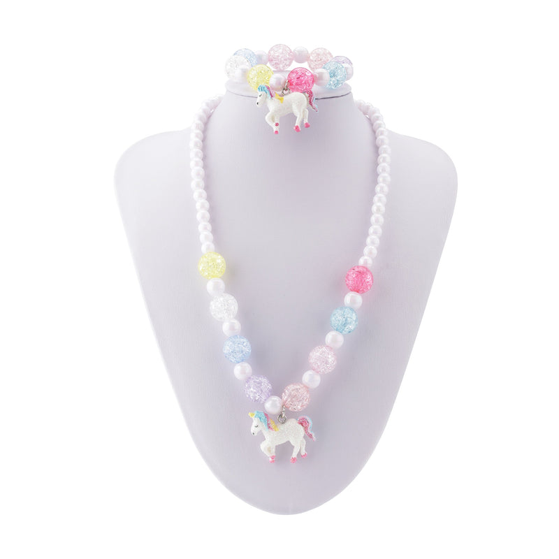 [Australia] - SkyWiseWin Chunky Jewelry Necklace and Bracelet Set for Girls Little Kids pearl necklace 