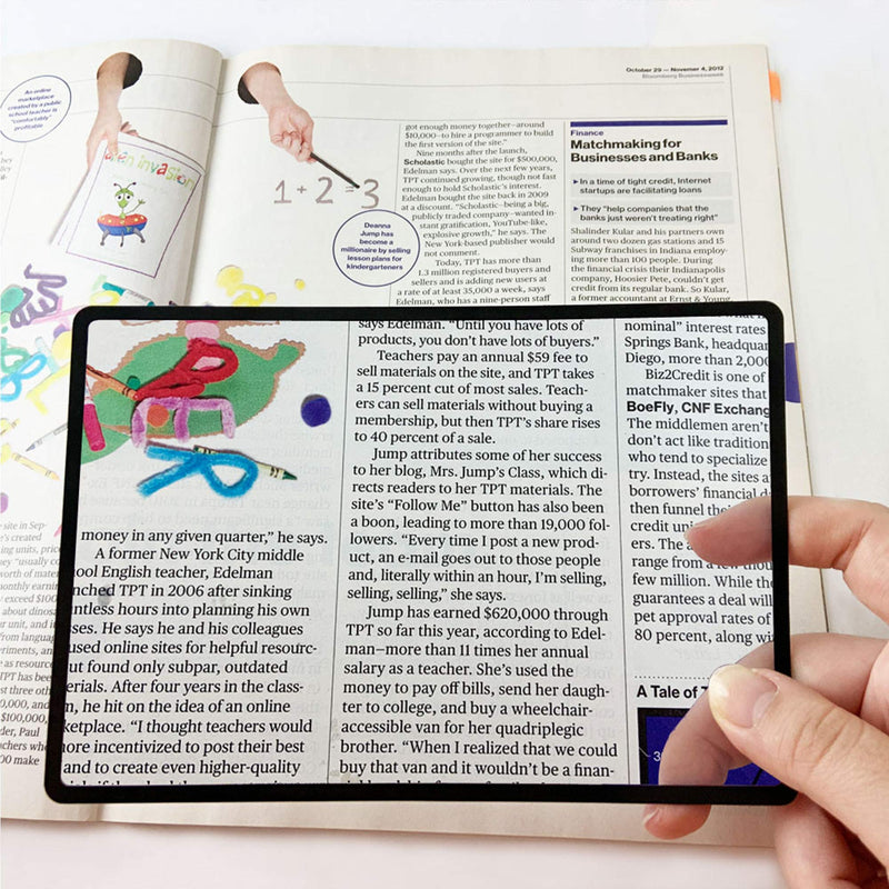 [Australia] - MagDepo Magnifying Sheet 2 Pack 3X PVC Page Size with 2 Bonus Card Magnifier and Pouches, Magnifying Glass for Reading Small Patterns, Maps and Books 