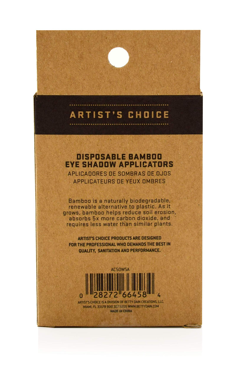 [Australia] - Artist's Choice Eco Friendly Bamboo Eye Shadow Applicators - Soft Pad for Effortless Blending, Single End for Monochromatic Looks, Single-Use Option for Professionals 