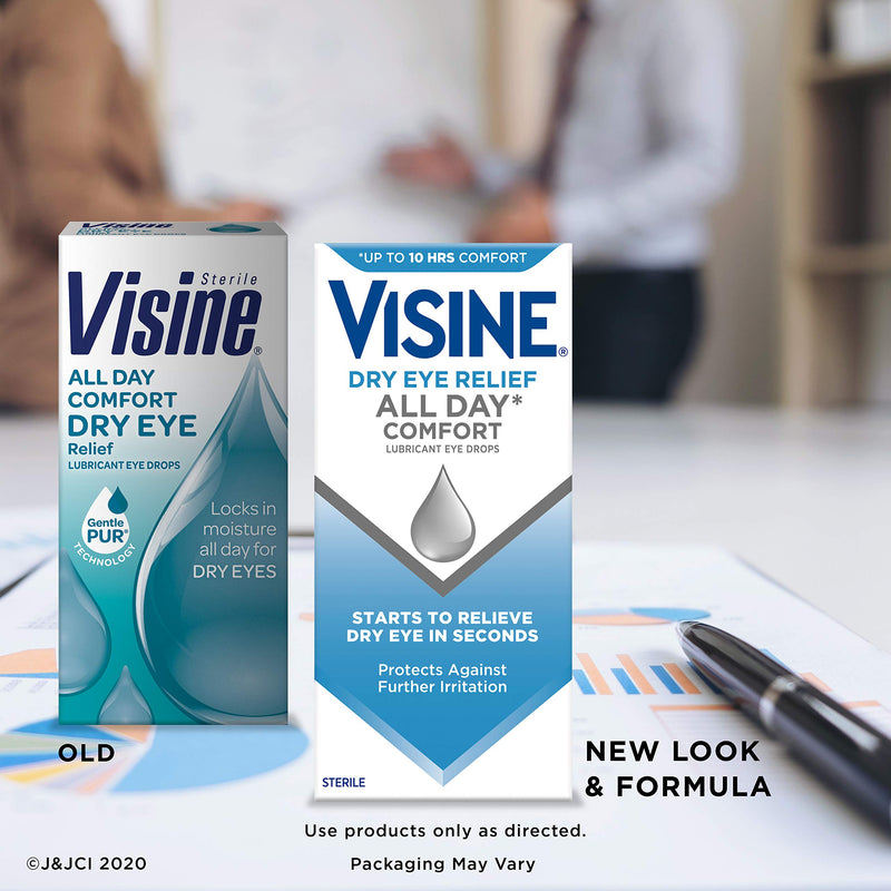 [Australia] - Visine Dry Eye Relief All Day Comfort Lubricant Eye Drops for Up to 10 Hours of Comfort, Dry Eye Drops with Polyethylene Glycol, 0.5 fl. oz Comfort and relief 