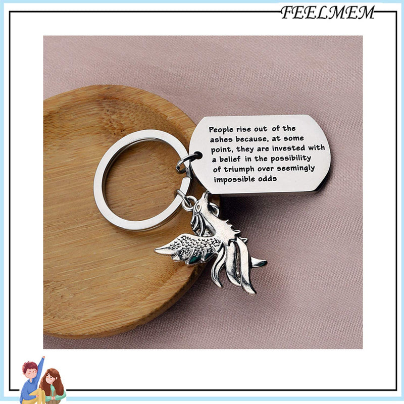 [Australia] - FEELMEM Inspirational Phoenix Keychain Phoenix Rising Rebirth Jewelry People Rise Out of The Ashes Fire Bird Jewelry for Break Up Gift Divorce Gift Cancer Survivor Recovery Gift 