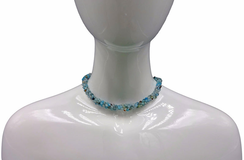 [Australia] - MGR MY GEMS ROCK! Petite Natural Agate Stone Beaded Hand Knotted Light Weight Endless Infinity Long Or Multi-Layer Necklace, 70-Inch Long Approx. Blue agate 