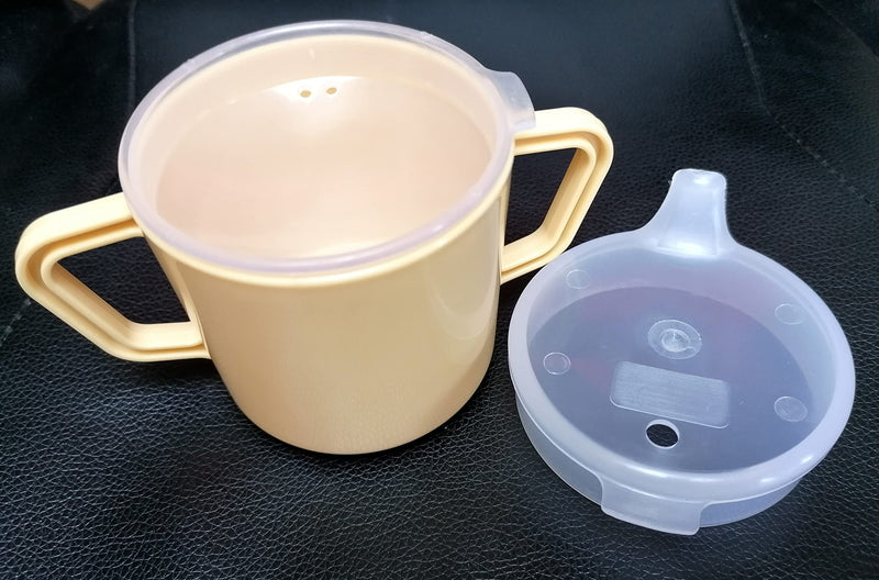 [Australia] - Drinking Cup/Beaker/Mug/Sippy Cup for Disabled Adults. Easy Grip Handles with Anti Splash Spout and Travel Lid 