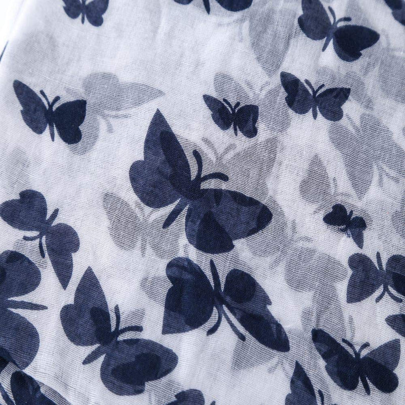 [Australia] - Mocasor Women's Scarves Butterfly/Robin Bird/Poppy Floral Print Large Long Soft Lightweight Shawls Wraps 02 Butterfly-white 
