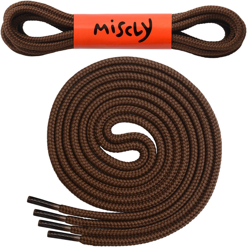 [Australia] - Miscly Round Boot Laces [1 Pair] Heavy Duty and Durable Shoelaces for Boots, Work Boots & Hiking Shoes 45" Brown 