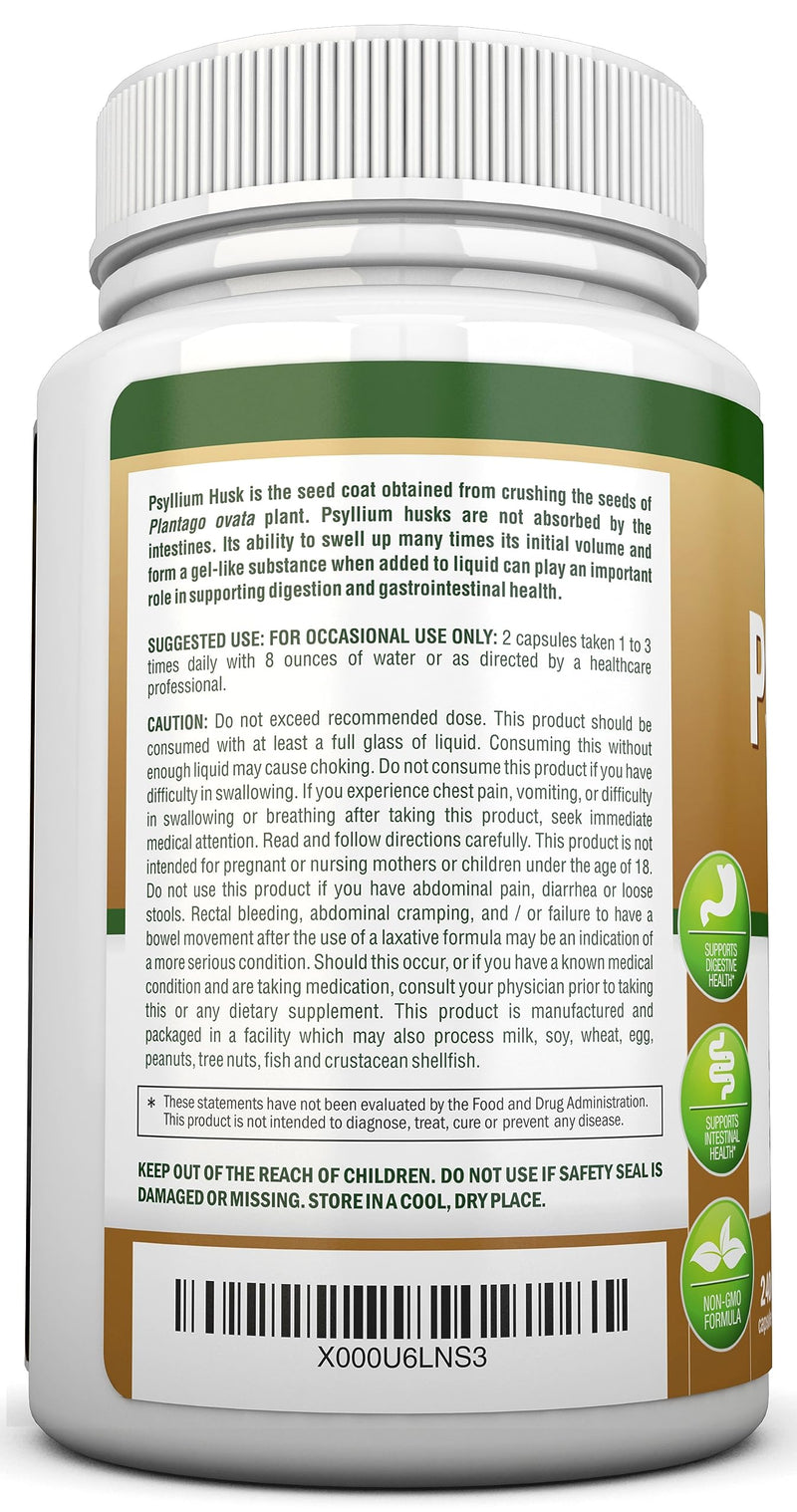 [Australia] - PSYLLIUM Husk Capsules - 1450mg Per Serving - 240 Capsules - Premium Psyllium Fiber Supplement - Great for Digestion and Regularity - 100% Natural Soluble Fiber 
