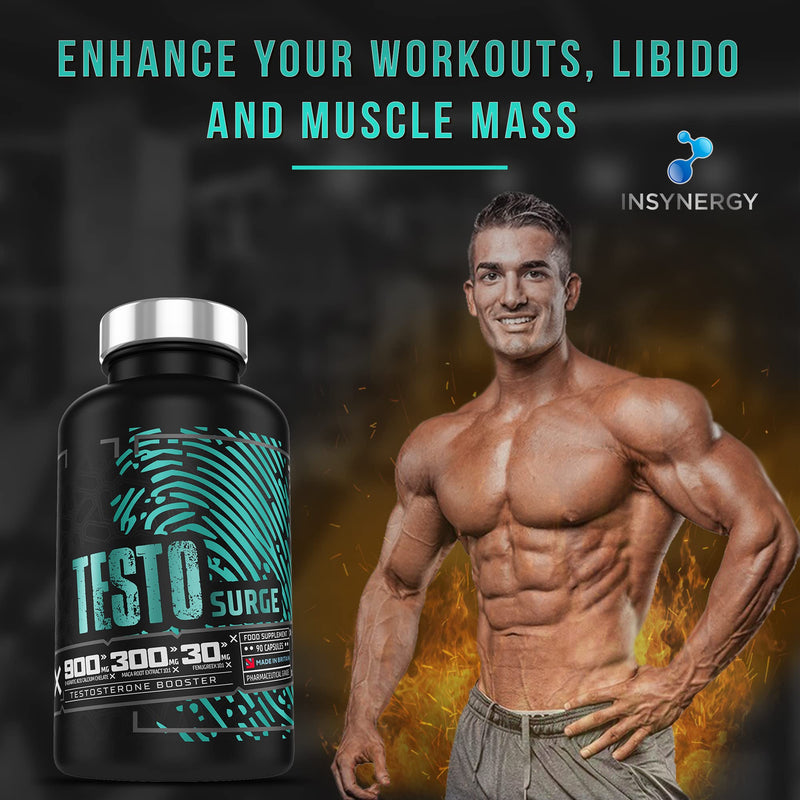 [Australia] - Testo Surge | Testosterone Booster Supplement for Men | Libido Booster Test Boost Support Supplements for Muscle Growth Energy Bulk | 90 Vegan Capsules Magnesium Zinc 