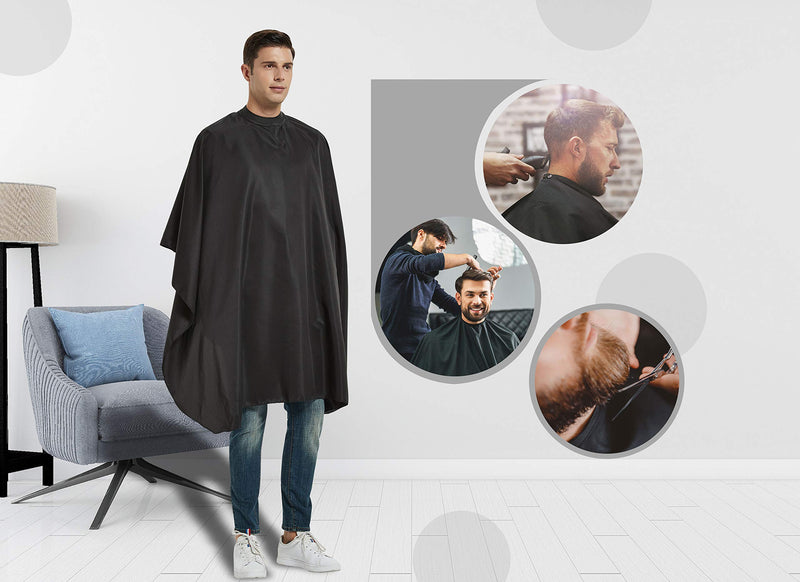 [Australia] - Salon Hair Cutting Cape with Rubber Neck Collar, Professional Anti-static Barber Cape for Shampoo, Haircut and Styling-Black-53 x 57 inches Black with Rubber Cutting Collar 