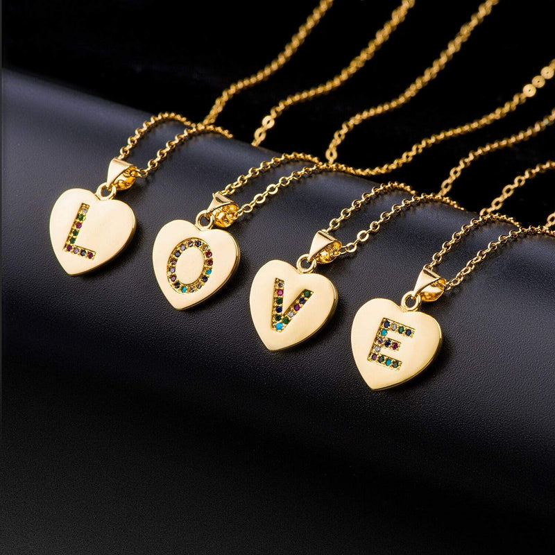 [Australia] - Gold Initial Necklace Name Personalized Letter Heart Necklace Pendant for Women Kids Gift - 18 inch B 