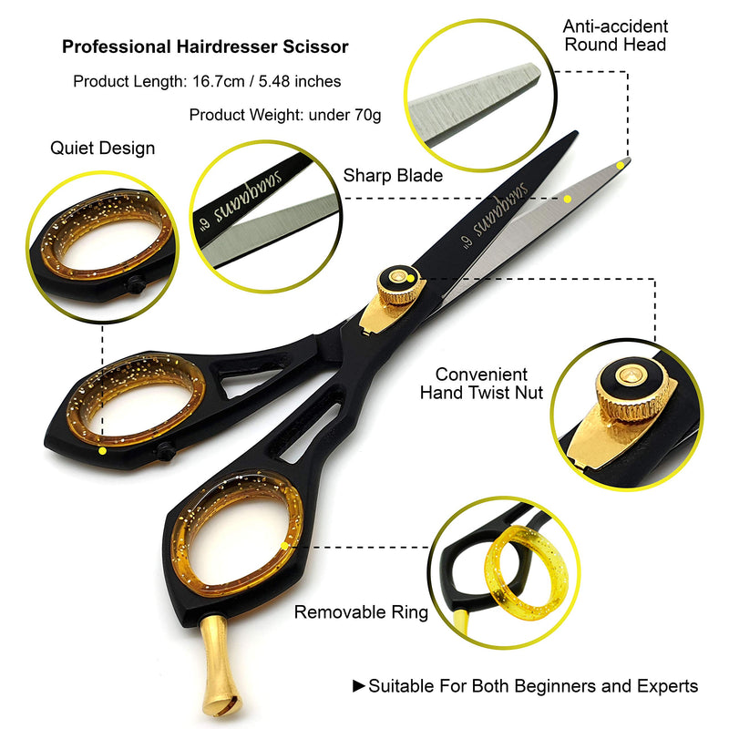 [Australia] - Saaqaans Professional Hair Cutting Scissors Set - Haircut Scissor for Barber/Hairdresser/Hair Salon + Thinning/Texture Hairdressing Shear for Beautician + Straight Edge Razor + 10 Blades with Case 