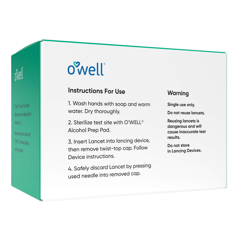 [Australia] - O’Well Twist Top Lancets 26 Gauge, 100 Count | Ultra Thick Needle Lancets for Blood Glucose & Keto Testing | Box of 100 Sterile Lancets 