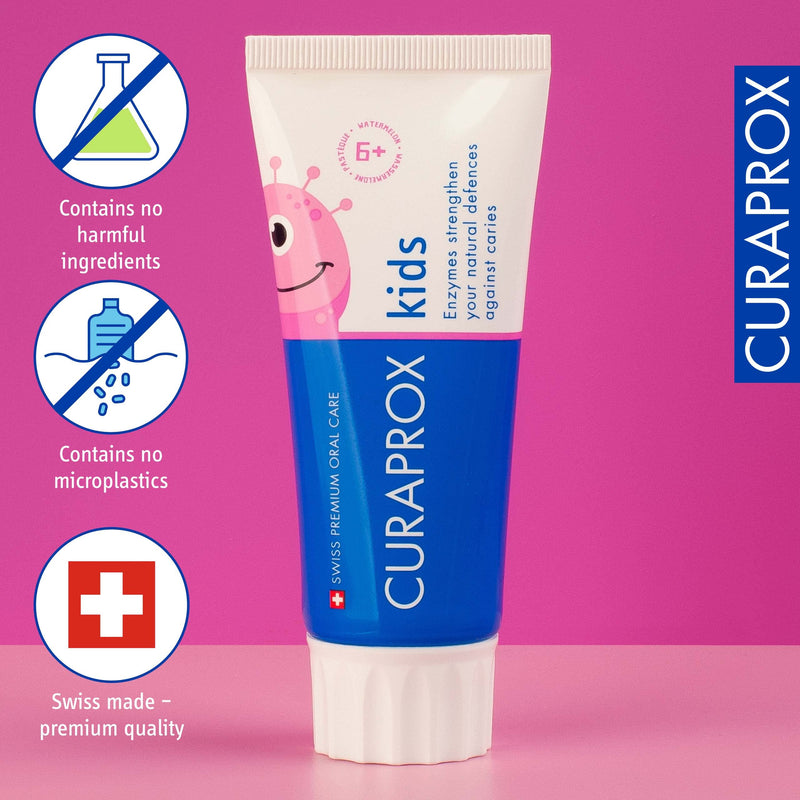 [Australia] - Curaprox Children's Toothpaste Watermelon, 60ml - Fresh & Fruity Watermelon Flavoured Toothpaste for Kids 6 Years +, Clear 60 ml (Pack of 1) 