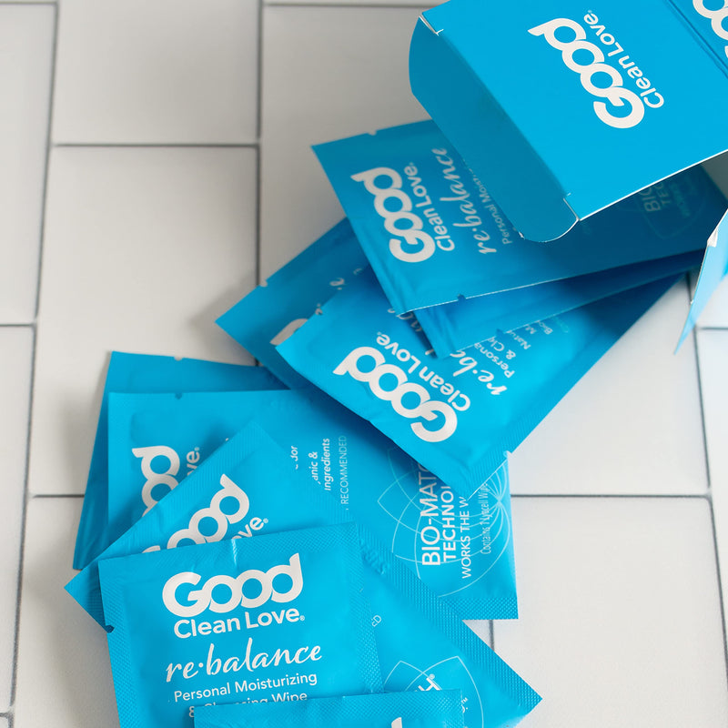[Australia] - Good Clean Love Rebalance Personal Moisturizing & Cleansing Wipes, Naturally Reduces Odor & Supports Vaginal Health, pH-Balanced Feminine Hygiene Product, 12 Wipes 