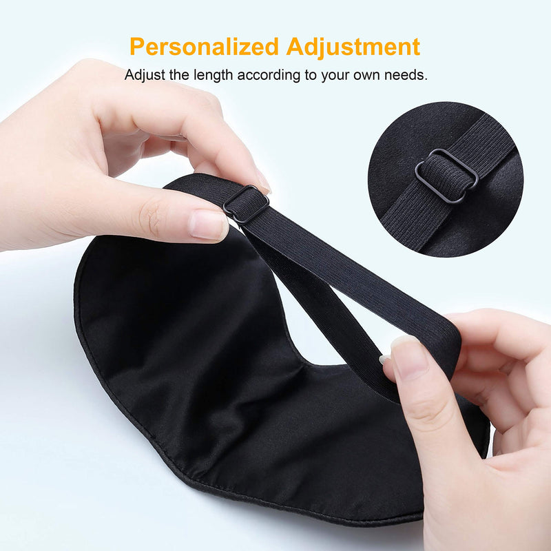 [Australia] - Silk Sleep Mask, Eye Mask, Gritin Light-Blackout Design Ultra Soft & Comfortable 100% Natural Silk Sleeping Mask Eye Blinder with Adjustable Strap and Ear Plug for Men, Women and Kids Black 