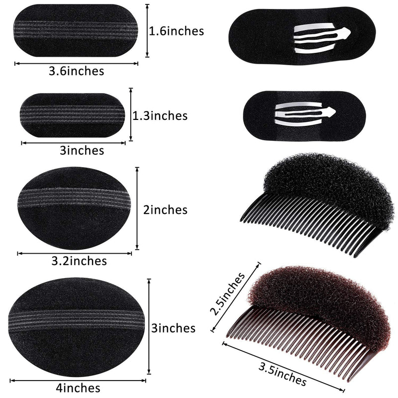 [Australia] - Bump It Up Volume Hair Base Set Sponge Styling Insert Braid Tool Hair Bump Up Comb Clip Bun Hair Pad Accessories for Women Girls DIY Hairstyle (8 Pieces) 