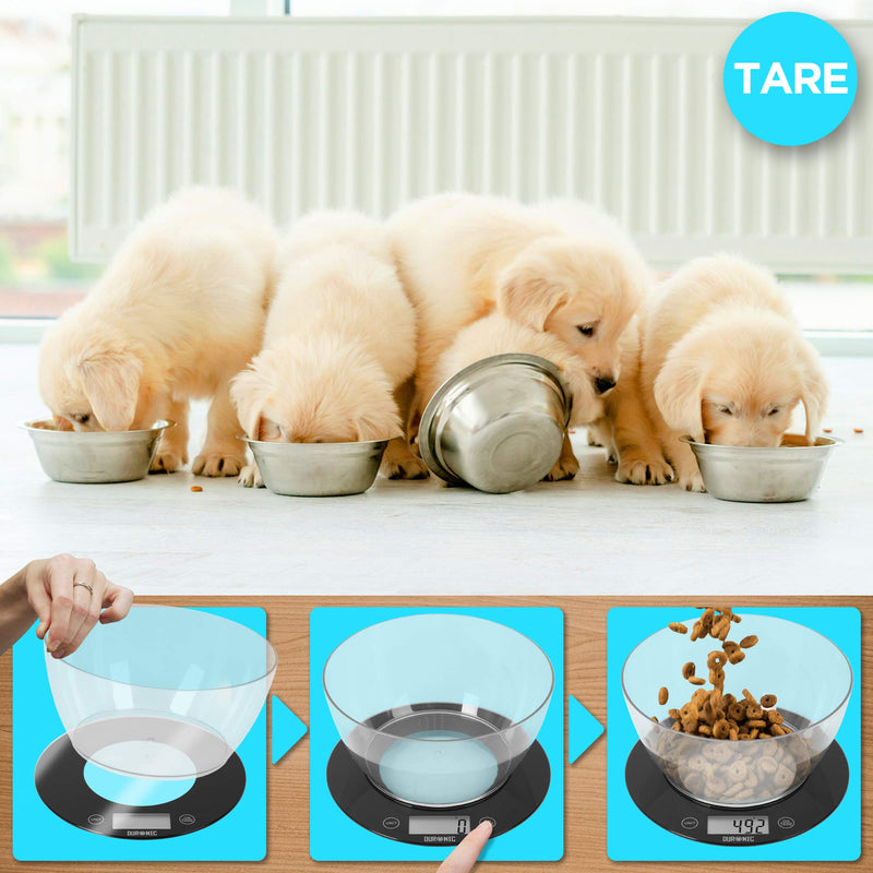 [Australia] - Duronic Kitchen Scales with Bowl KS7000 10kg | for Postal Baking weighing scale| 1.5L Black Digital Display | Add & Weigh Tare | 1g Precision 