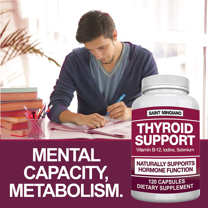 [Australia] - Thyroid Support Supplement with Iodine |120 Capsules to Help Body Mass & Improve Energy, Cardiovascular, Energy & Focus Formula | 14 Natural Vitamins 