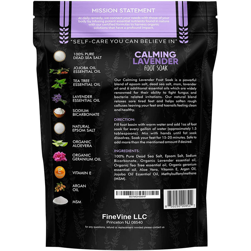 [Australia] - Calming Lavender Foot Soak with Epsom Salt, Made in USA, Antifungal Foot Soak Soothes Sore Tired Feet, Athletes Foot, Stubborn Foot Odor, Softens Calluses & Helps Treat Toenail Fungus, 16 oz 1 lb 