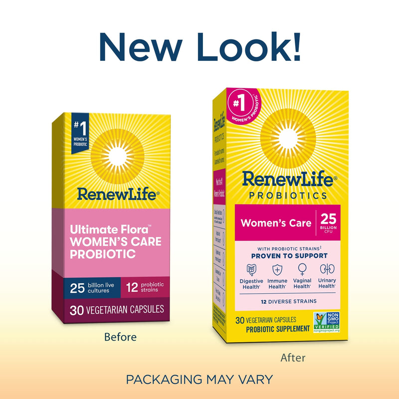 [Australia] - Renew Life Women's Probiotics 25 Billion CFU Guaranteed, 12 Strains, Shelf Stable, Gluten Dairy & Soy Free, 30 Capsules, Ultimate Flora Women's Care Beige 30 Count (Pack of 1) 