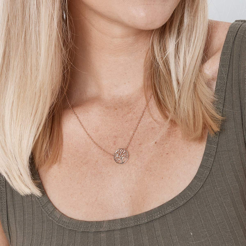 [Australia] - Family Tree Necklace Gift: Tree of Life Necklace, Pendant, Charm, Generations, Tree (rose-gold-plated-brass, NA) 