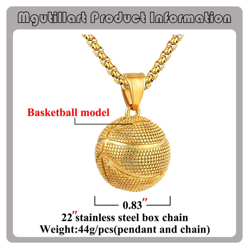 [Australia] - Mgutillart Punk Rock Titanium Steel Basketball Pendant Necklace Gold Plated 