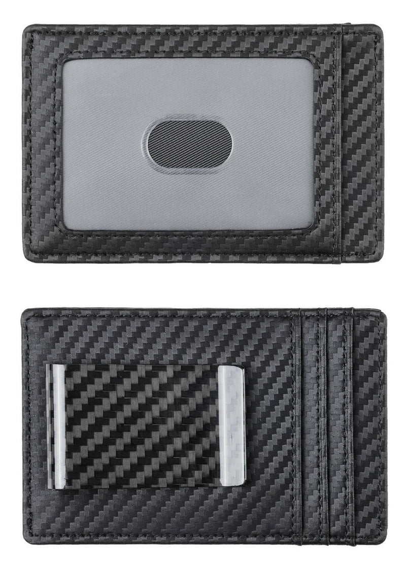 [Australia] - Travelambo Money Clip Front Pocket Wallet Slim Minimalist Wallet RFID Blocking (Weaved Black) 
