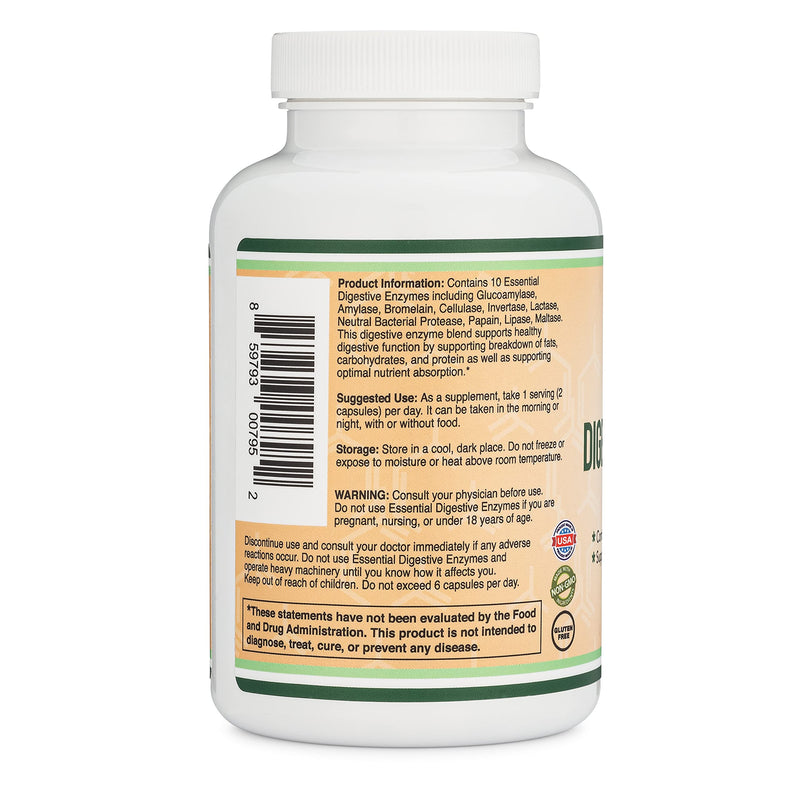 [Australia] - Digestive Enzymes - 800mg Blend of All 10 Most Essential Digestive and Pancreatic Enzymes (Amylase, Lipase, Bromelain, Lactase, Papain, Protease, Cellulase, Maltase, Invertase) by Double Wood 