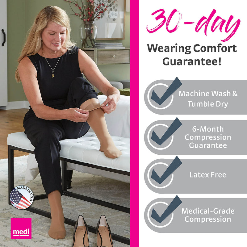 [Australia] - medi Sheer & Soft for Women, 2030 mmHg, Calf High Compression Stockings, Open Toe Natural 2 